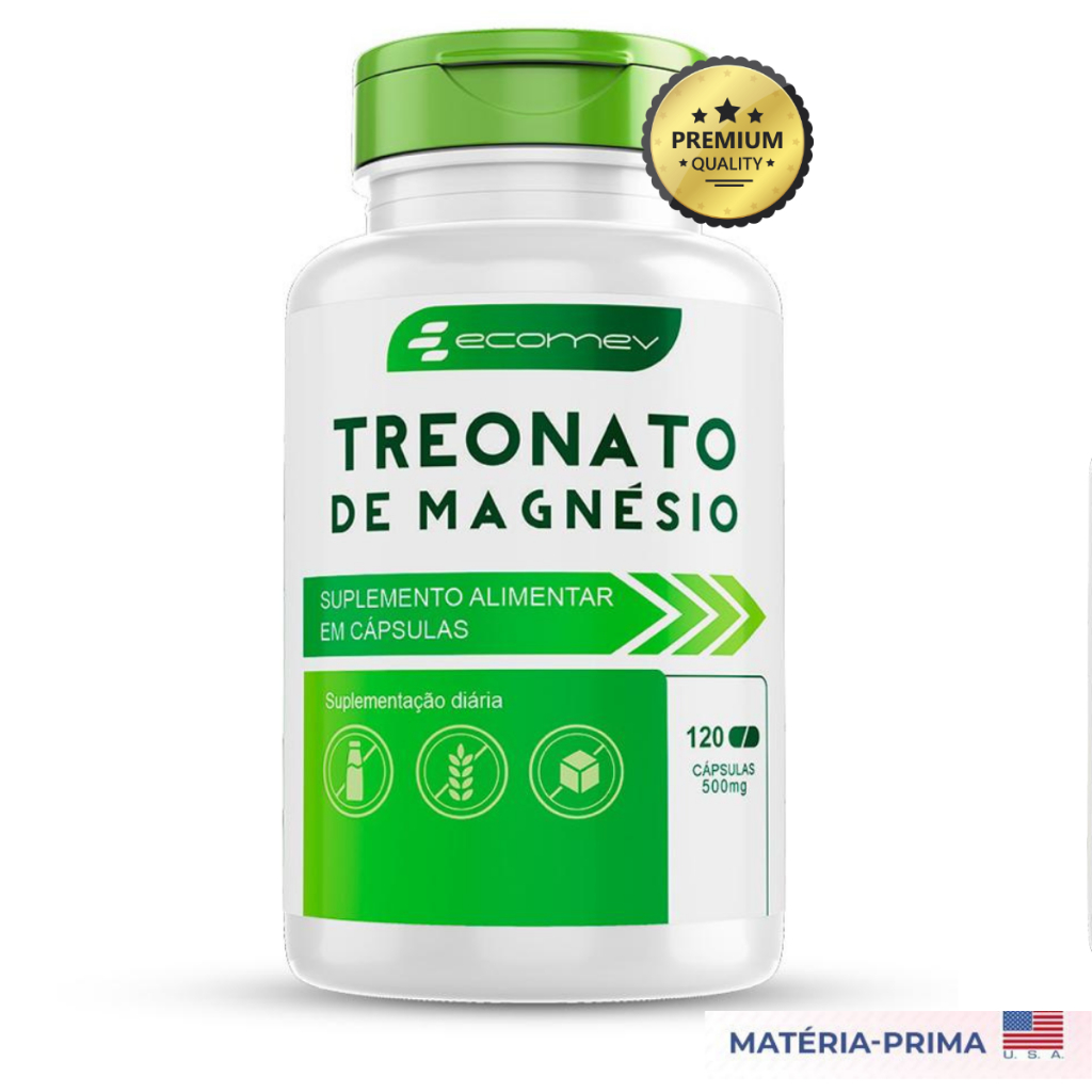 Magnesio L - Treonato 100% Puro 500mg Funções Cognitivas 120Cáps Ecomev em Oferta na Shopee