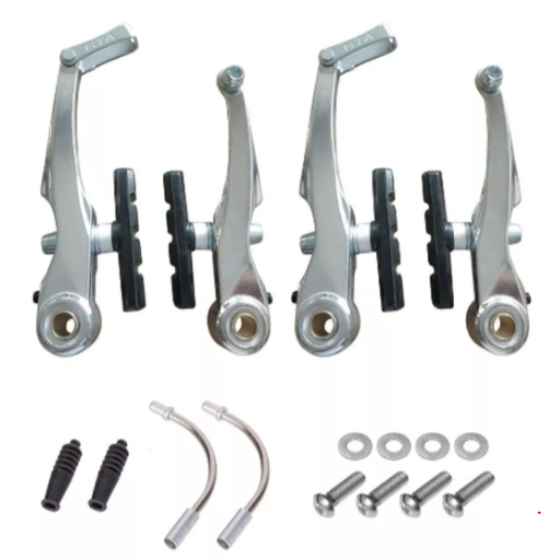Par de Freio V-Brake GTA em Alumínio POLIDO (Dianteiro + Traseiro) com Sapatas Orbital para Bicicletas Urbanas ou MTB de Aro 20 24 26 29 que usam Sistema V-Brake com Pino no Quadro