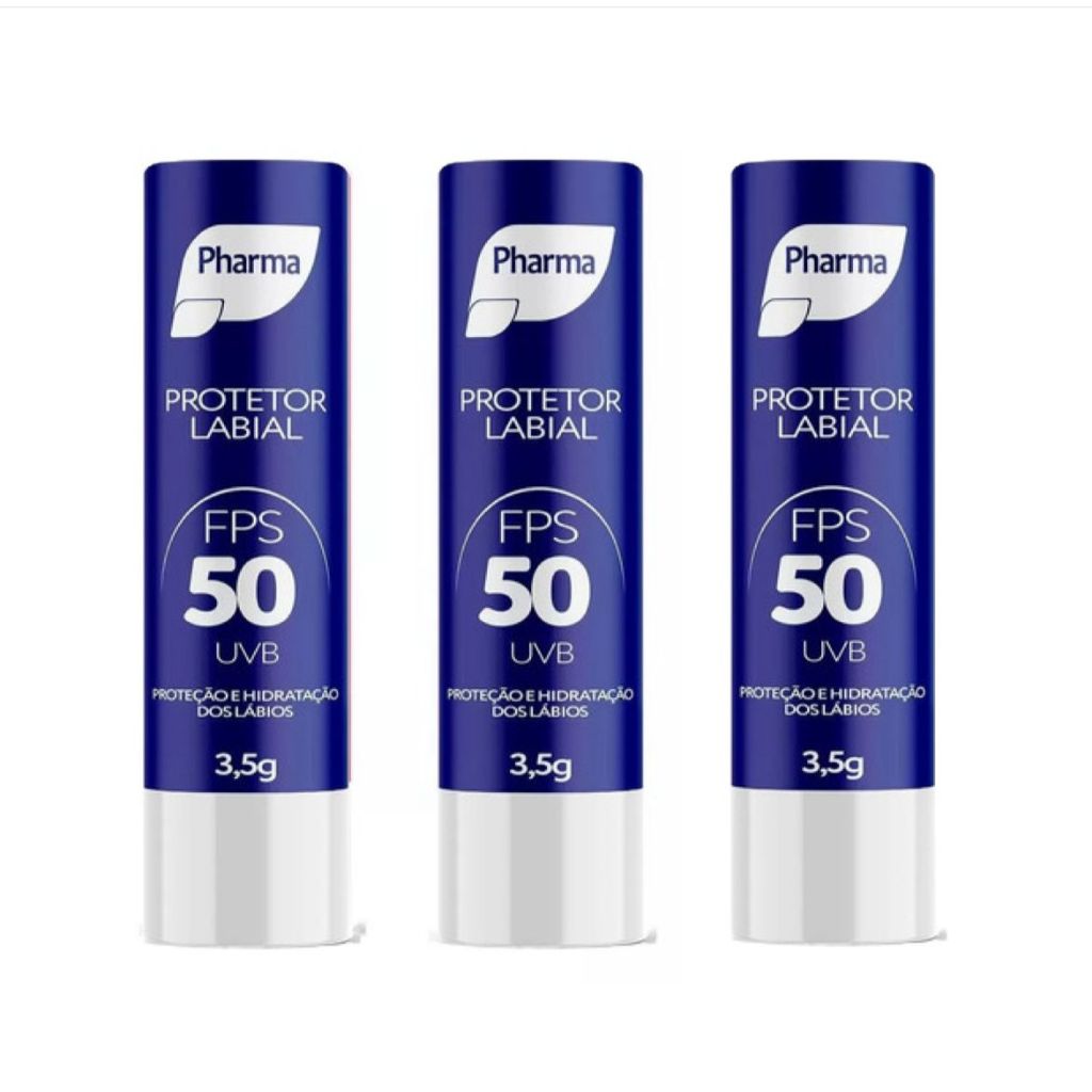 Kit C/3 Protetor Labial e Solar Bastão Tradicional FPS50 Pharma em Oferta na Shopee
