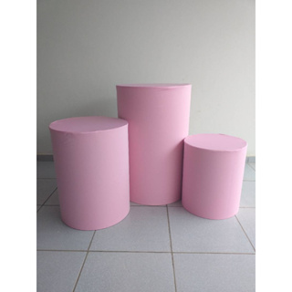 TRIO CAPAS PARA MESAS CILINDROS VESTE FÁCIL - COR ROSA BEBÊ em Oferta na Shopee