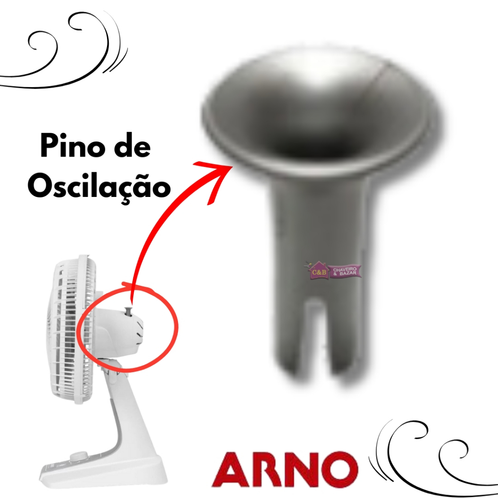 Botão Pino de Oscilação Ventilador Arno 40cm Original - VF40 / VF41 / VF49 / VF55 / VU40 / VU41 / VD40 / VD55 CINZA