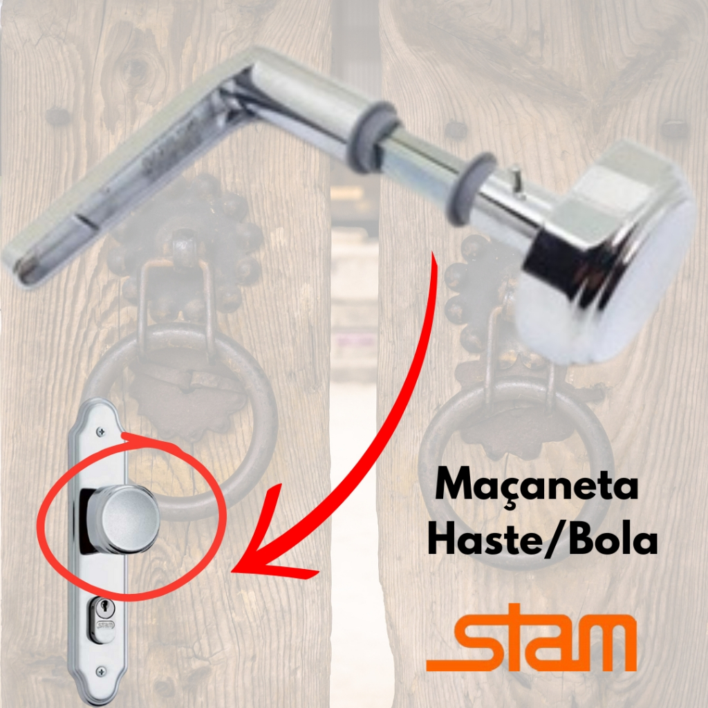 Maçaneta Para Porta Haste x Bola Cromada Stam
