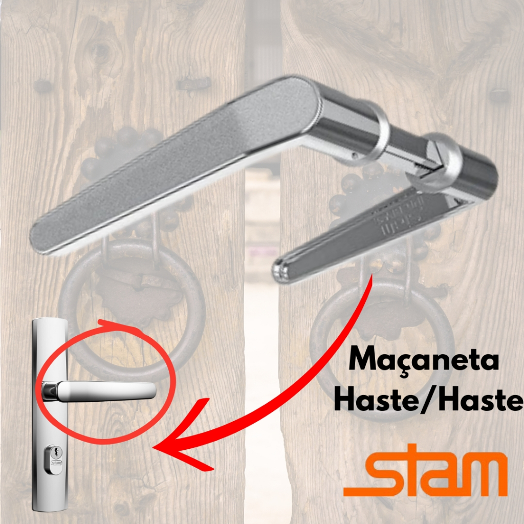 Maçaneta para porta haste x haste cromada stam
