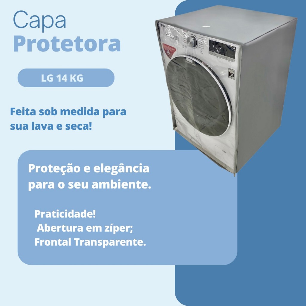 CAPA PARA LAVA E SECA LG 14KG SMART TRANSPARENTE