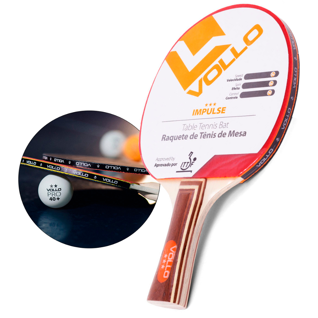 Raquete Profissional Padrão Internacional Tênis de Mesa Impulse Vollo Cabo Côncavo ITTF Oficial em Oferta na Shopee
