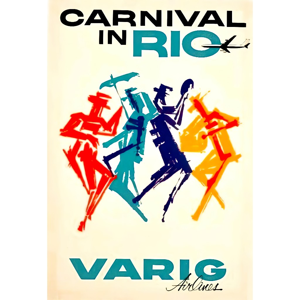 Pôster   -   Carnival In Rio 1962 Varig   -  Decora   -     33 Cm X 48 Cm