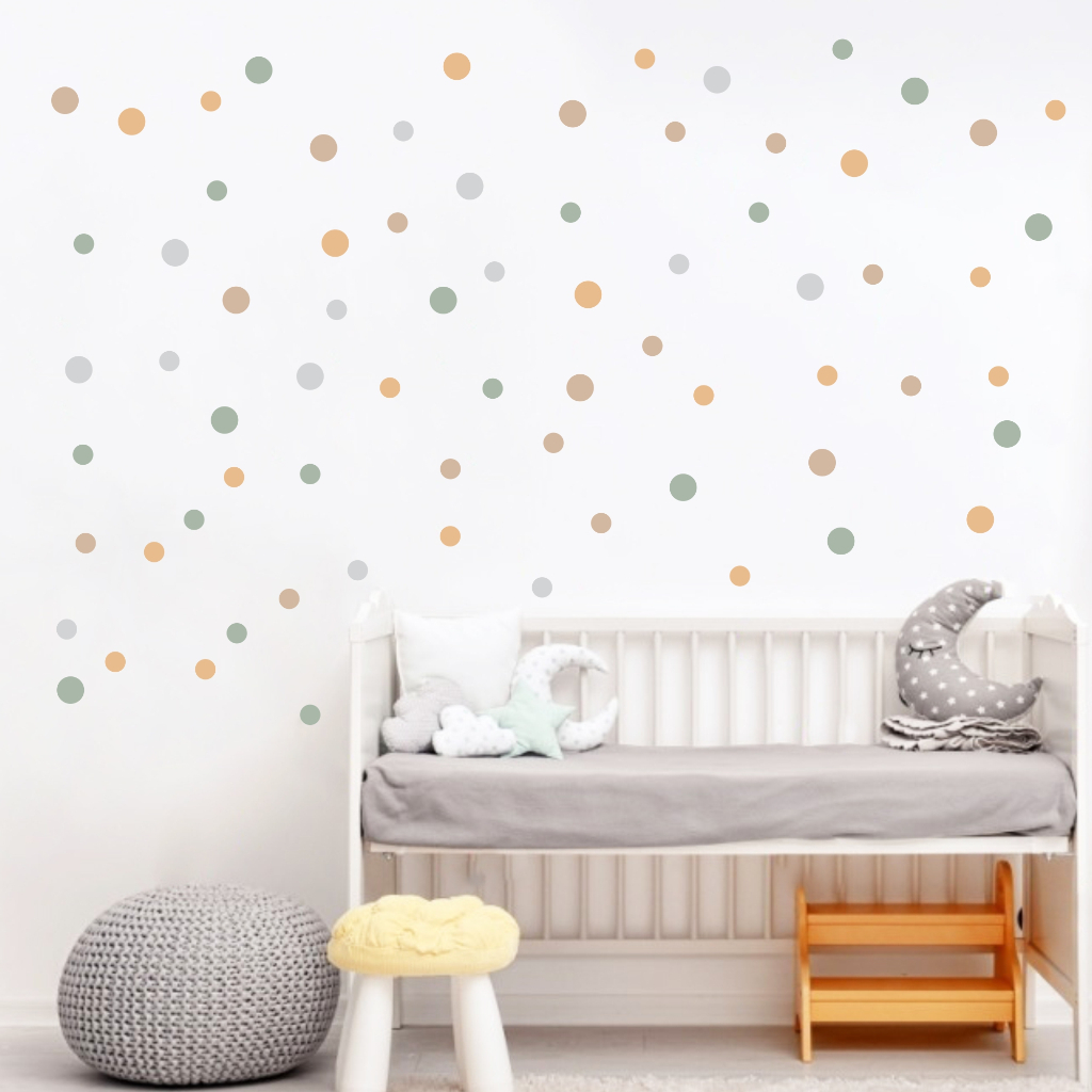 Adesivo de parede Infantil bolinhas 4 e 3 cm Boho Escandinavo decoração Papel de Parede quartinho bebê