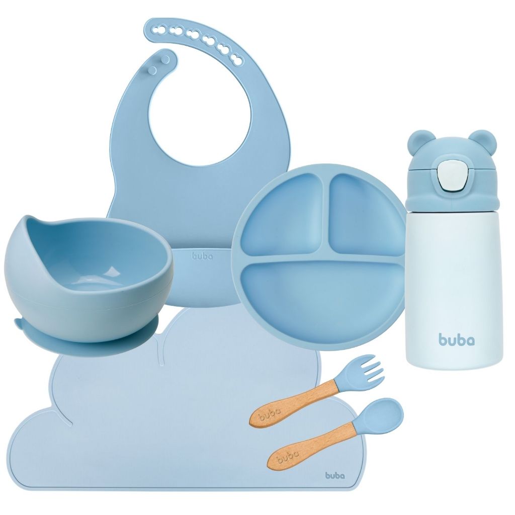 Alimentação Bebê Pratinho, Talheres, Babador, Garrafa termica Bowl, Silicone, BPA FREE Buba em Oferta na Shopee