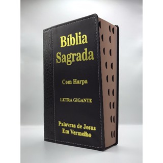 Bíblia Sagrada Tamanho Grande Com Harpa Palavras de Jesus em vermelho Faixa Marrom em Oferta na Shopee