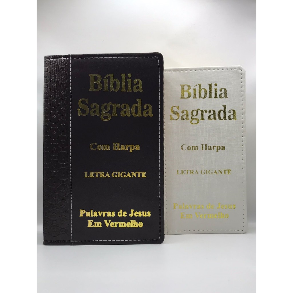 Kit Casal Bíblias Sagrada Tamanho Grande Com Harpa Palavras de Jesus em vermelho Faixa em Oferta na Shopee