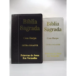 Kit Casal Bíblias Sagrada Tamanho Grande Com Harpa Palavras de Jesus em vermelho Faixa