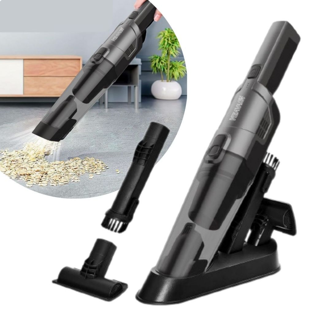 Mini Aspirador De Pó Sem Fio Portatil 75W Recarregavel Potente Bivolt Cor Preto