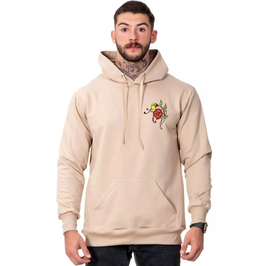 Moletom Masculino Blusa De Frio Feminina Moletom Flanelado Estampa Floral Flores Coloridas Inverno