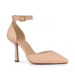 Scarpin Feminino Lumiss Fivela Sapato Salto Alto Fino Confortável Nude