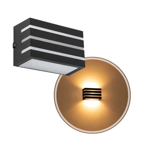 Arandela Luminária Frisada Externa Interna Parede Muro Bh01 Preta