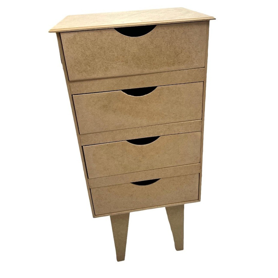 Mesinha de cabeceira em mdf cru madeira natural BARCELONA 4 GAVETAS decoração enfeite casa festa escritório organizador maquiagens documentos penteadeira infantil pegue e monte