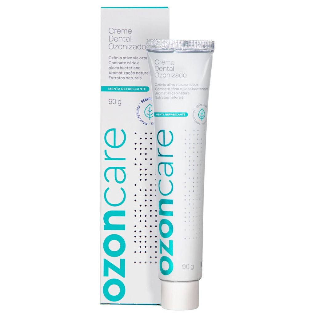 Kit 3 Creme Dental Ozonizado Natural Menta Sem Flúor 90g - Ozoncare — imagem 2 de 2