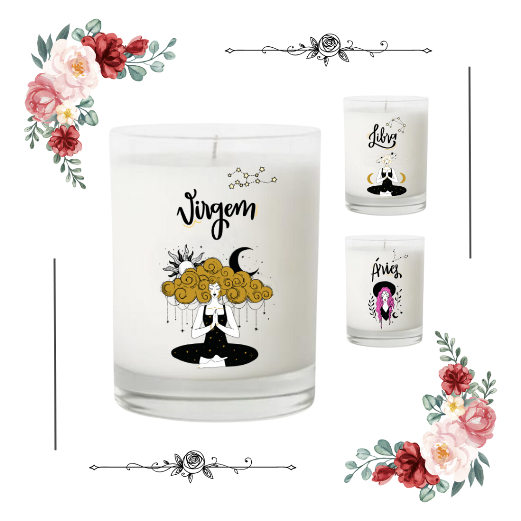 Imagem Velas Aromatizada Personalizadas Signos Zodíaco Essência Premium Cera Ecologica