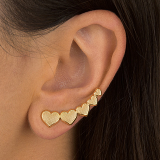 Brinco Feminino Dourado Air Cuff Coração Folheado De Ouro 18k Semi Joia em Oferta na Shopee