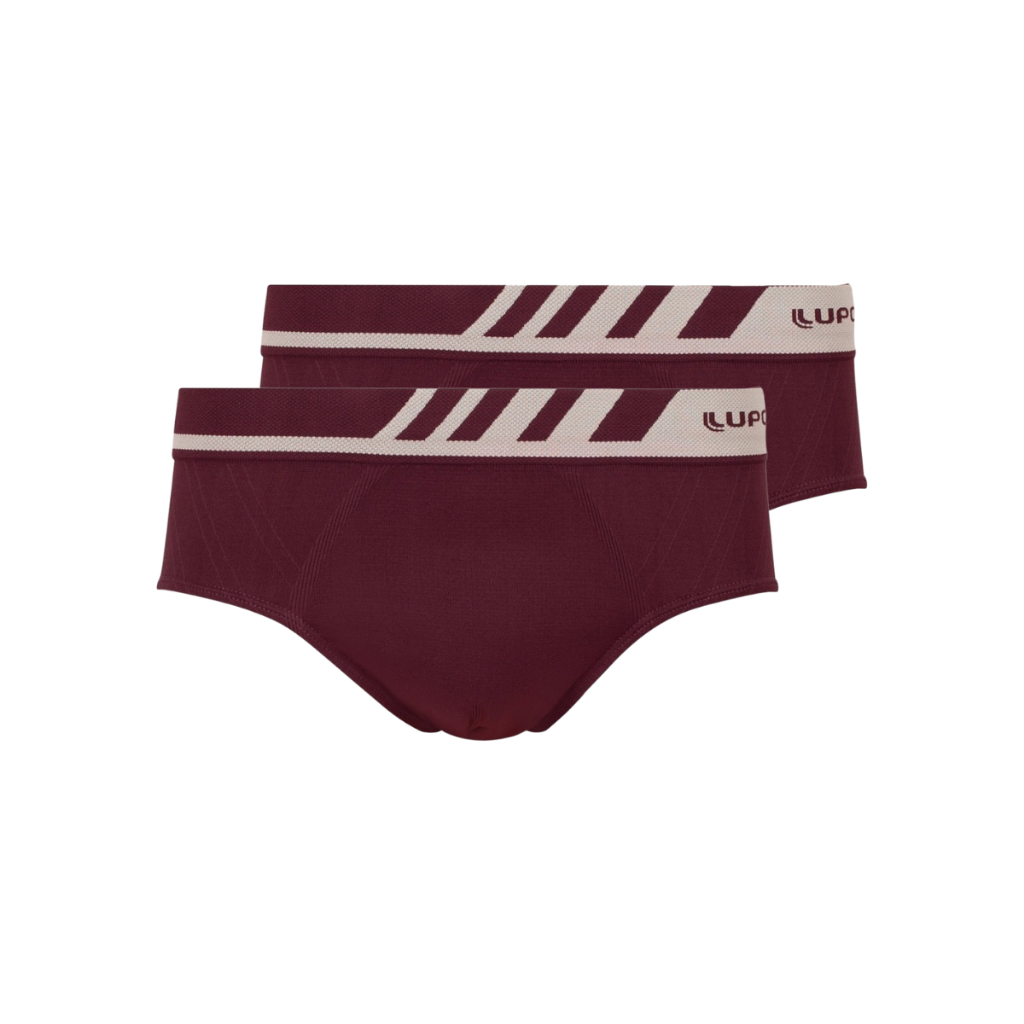 Kit 2 Cuecas Masculina Slip Lupo Microfibra Adulto Sem Costura Original Vinho 691-002