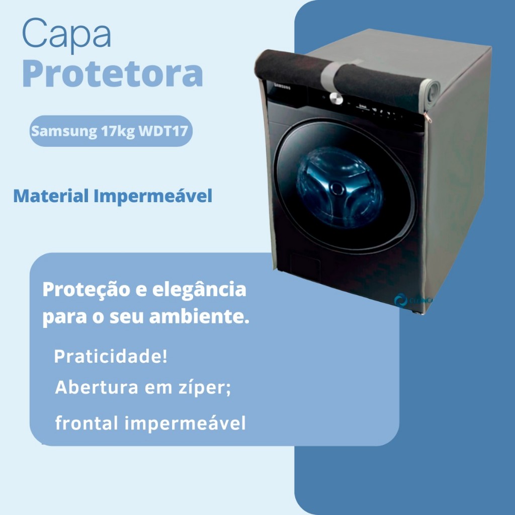 CAPA PARA LAVA E SECA SAMSUNG 17KG WD17T SMART IMPERMEÁVEL