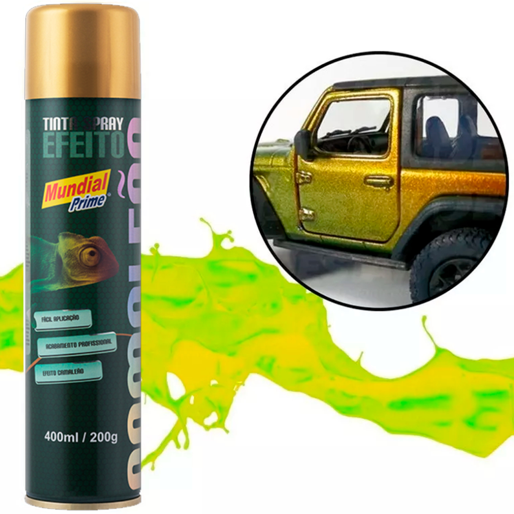 Tinta Spray Efeito Camaleão Amarelo 400ml - Mundial Prime - Home & Living