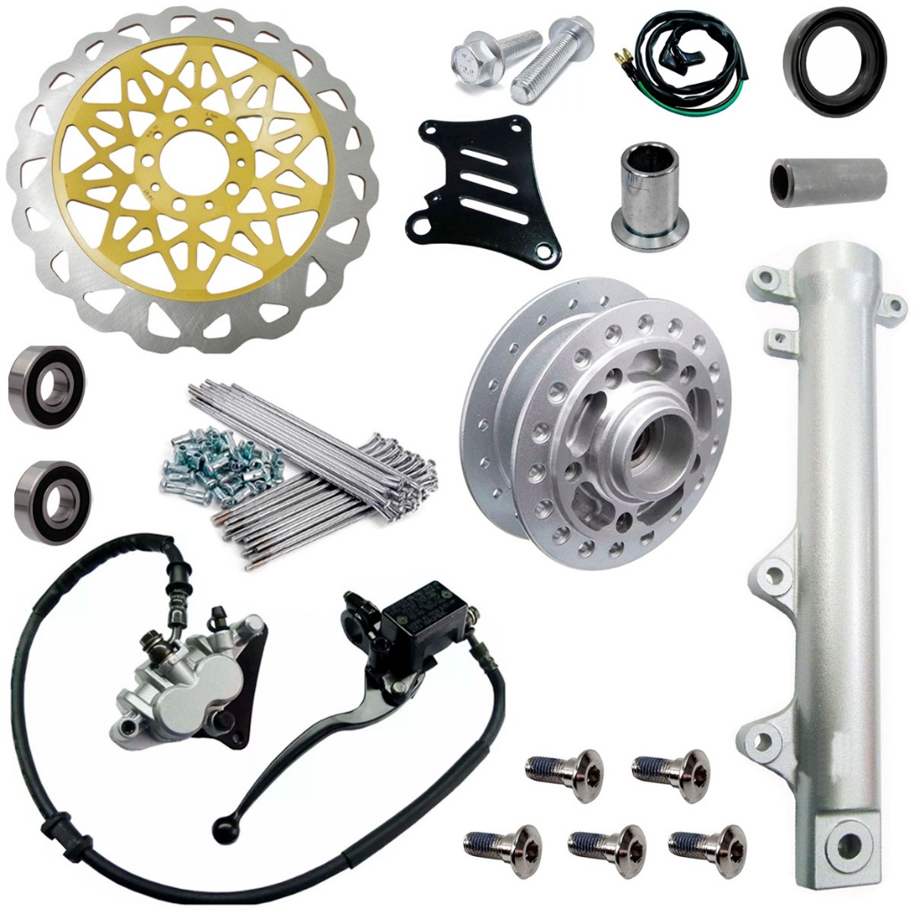 Kit Sistema Freio A Disco Cg Titan Fan Cargo 150 160 Start160 Cg160 Raio 4mm Discão 290mm Dourado Cubo Pinça Flexível Stilo