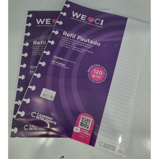 Refil Pautado Para Caderno Inteligente 90g ou 120g / Refil de Folhas Caderno Inteligente