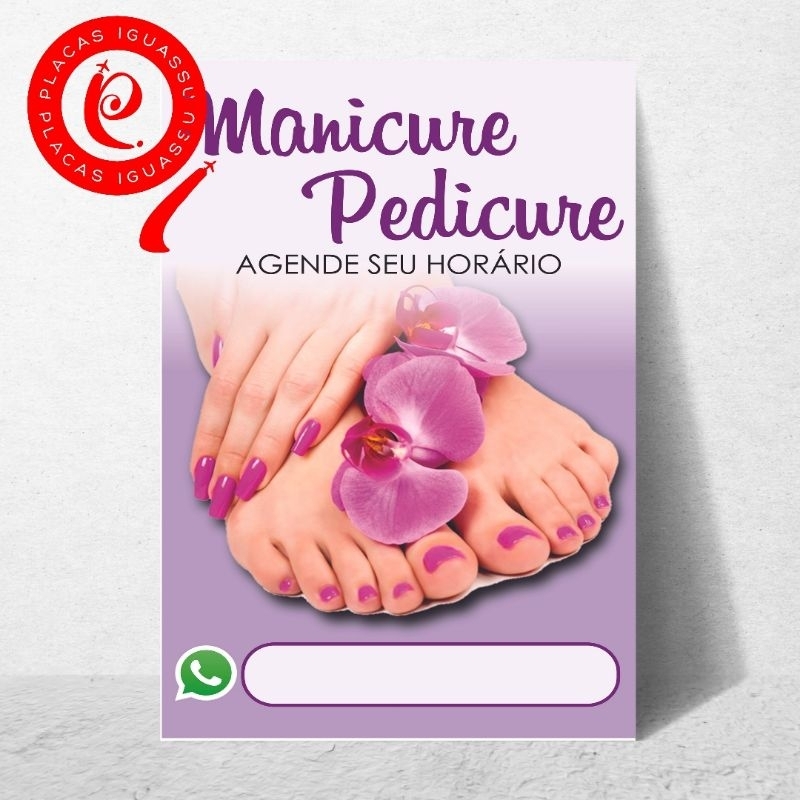 Placa Manicure Pedicure com Telefone 20x28cm | Ref:2 | SEM PERSONALIZAÇÃO | Não mancha / desbota