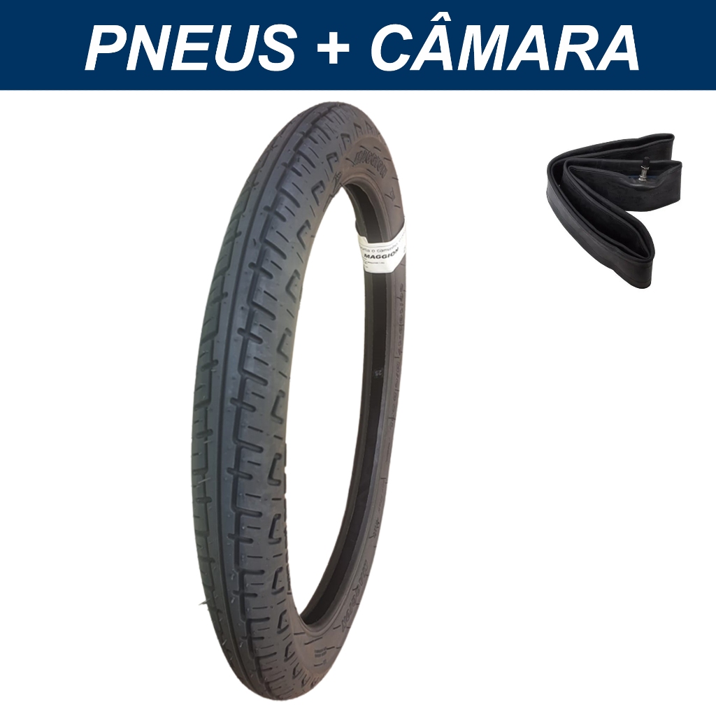 Pneu Dianteiro Maggion 60/100-17 Street Fighter Biz Pop Crypton Dream + Câmara Ar Aro 17