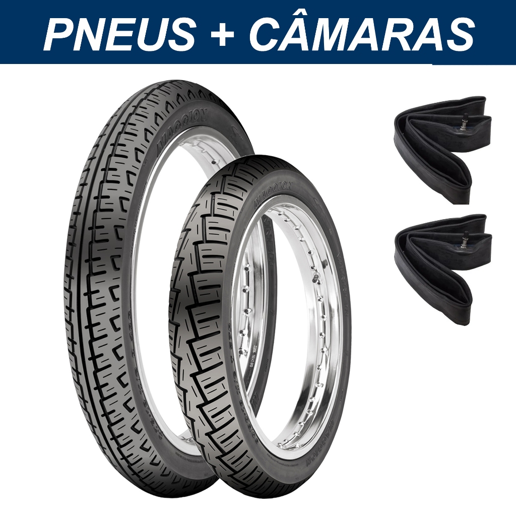 Par Pneus Biz 80/100-14 + 60/100-17 Maggion Winner + Câmaras de Ar Aro 14 e 17