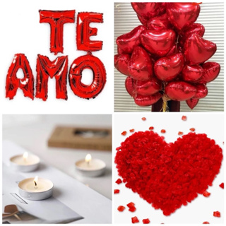Kit Romântico - Balão Te Amo / 500 Pétalas Artificiais / 20 Velas Rechaud / 10 Balões Coração em Oferta na Shopee