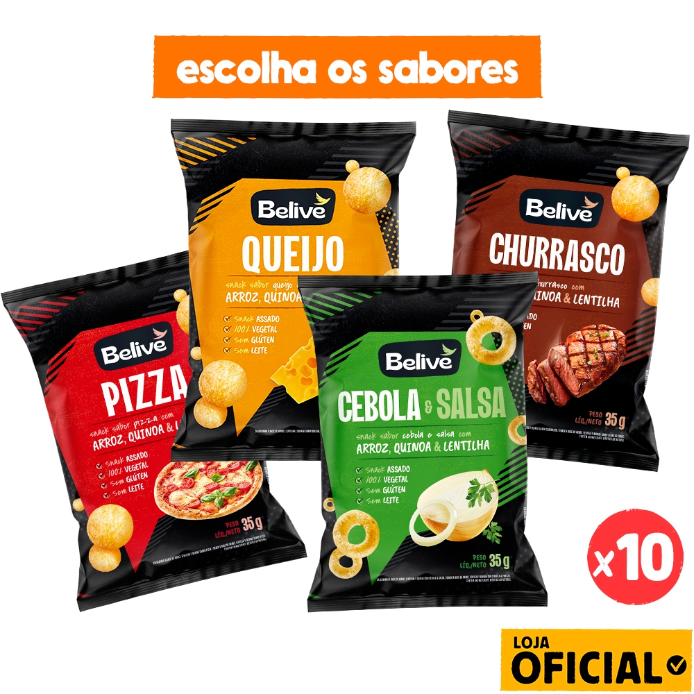 Kit 10 Snacks de Arroz Sem Glúten e Sem Leite Belive | Escolha seus 2 sabores favoritos em Oferta na Shopee
