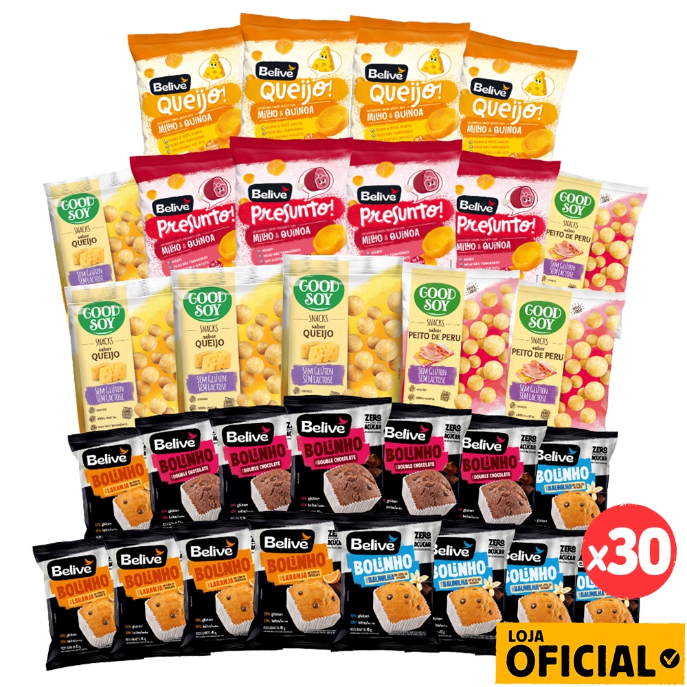 Kit Lancheira 30 Produtos Sem Açúcar Sem Glúten e Sem Leite Belive em Oferta na Shopee