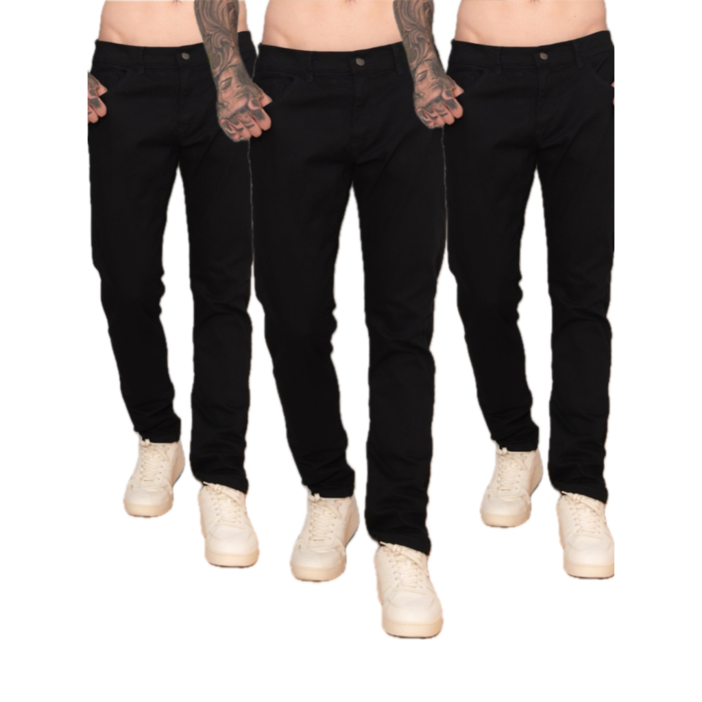 Daze Modas Kit 3 Calças Masculina Jeans Com Elastano Skinny Slim Premium