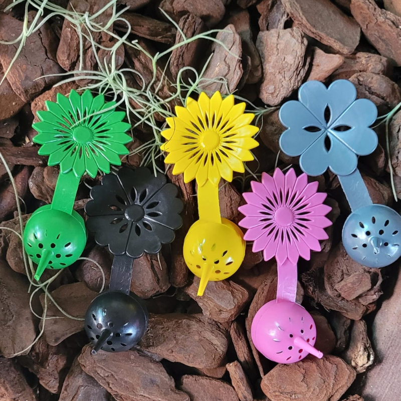 Kit Porta Adubo Colorido Em Formato De Flor Para Orquídeas Plantas Bonsai 25 A 100 Unidades