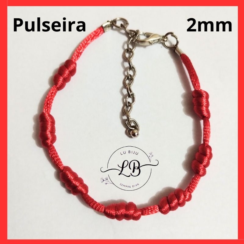 Pulseira 7 Sete Nós Cabala Kabballah Vermelha com Fecho Fio de 2mm em Oferta na Shopee
