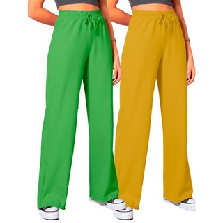 Calça Pantalona Feminina Estilo Wide Leg Feminina Básica Contemporânea Fashion Aesthetic Tecido Leve