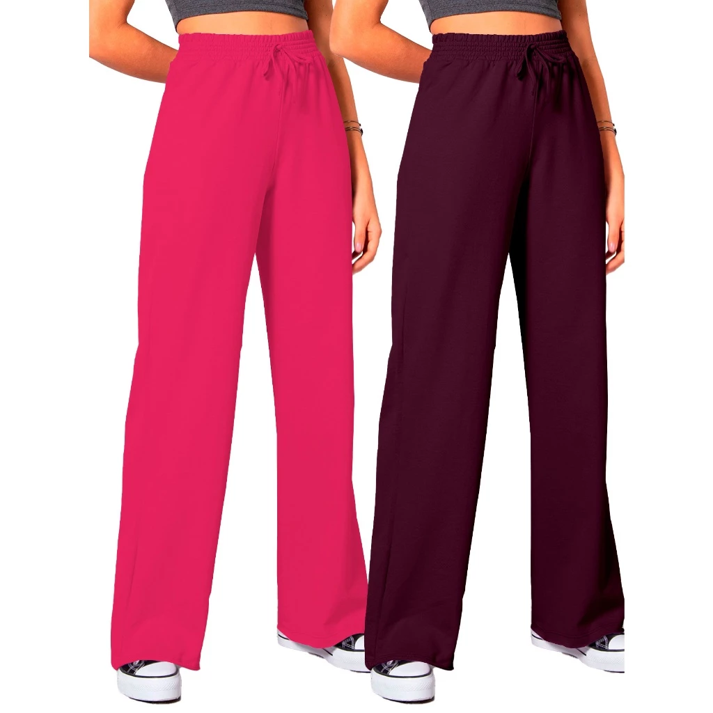 Calça Pantalona Kit Conjunto Duplo Looks Sortidos Estilo Casual Fashion Moletinho Sem Bolso — imagem 1