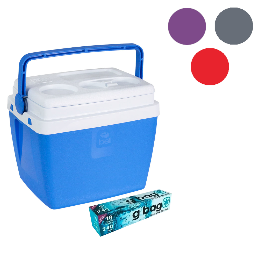 Caixa Térmica Cooler 12 Litros 7 Latas Para Camping Praia Piscinas + 10 Formas de Gelo GBAG