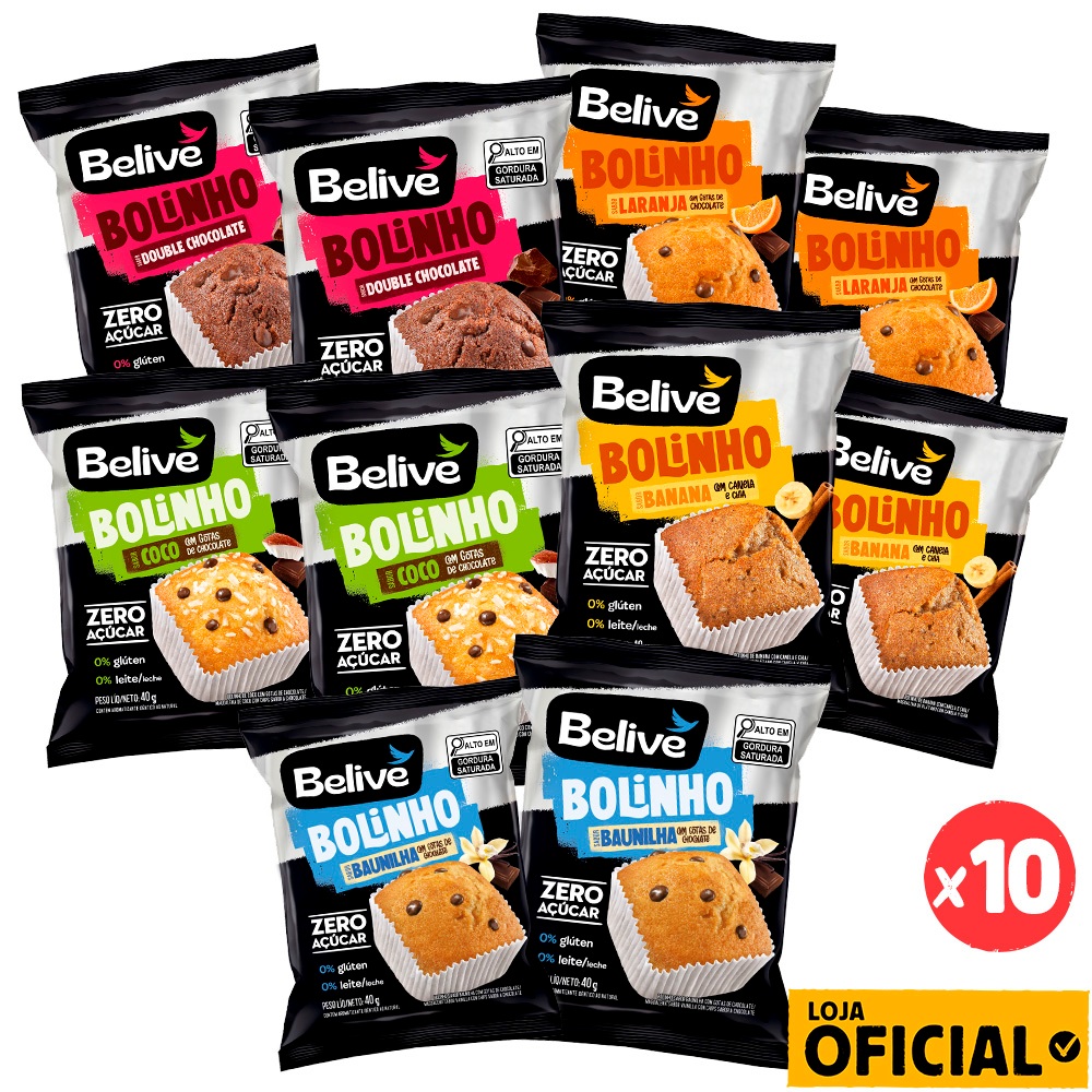 Kit 10 Bolinhos Sem Açúcar Belive Variados