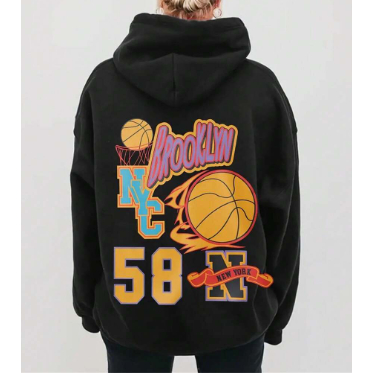 Moletom Canguru Unissex Estampa Esporte Basquete Blusa De Algodão Com Capuz Street Style