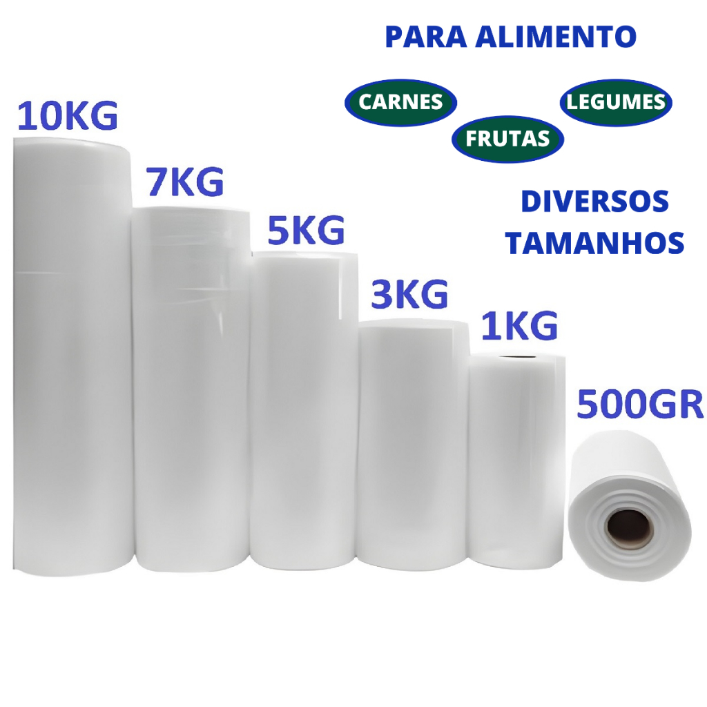 kit 2 Bobina Plástica Picotada Sacos plásticos Mercado Freezer todos os tamanhos em Oferta na Shopee