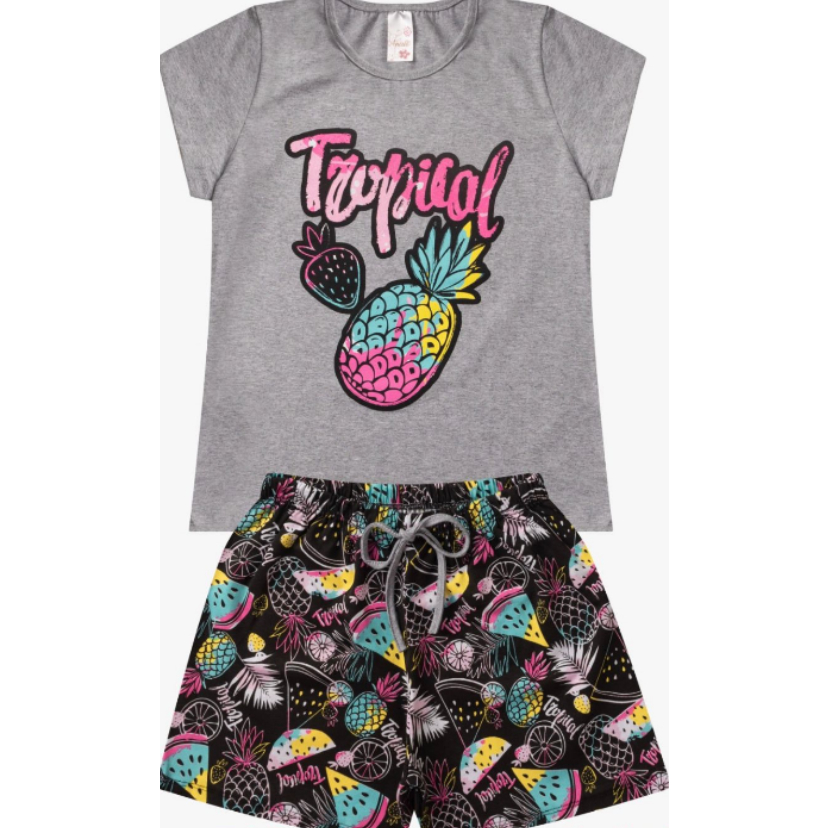 Conjunto De Verão Para Menina Feminino Juvenil 2 Peças Short e Blusa Confortavel e Estiloso!