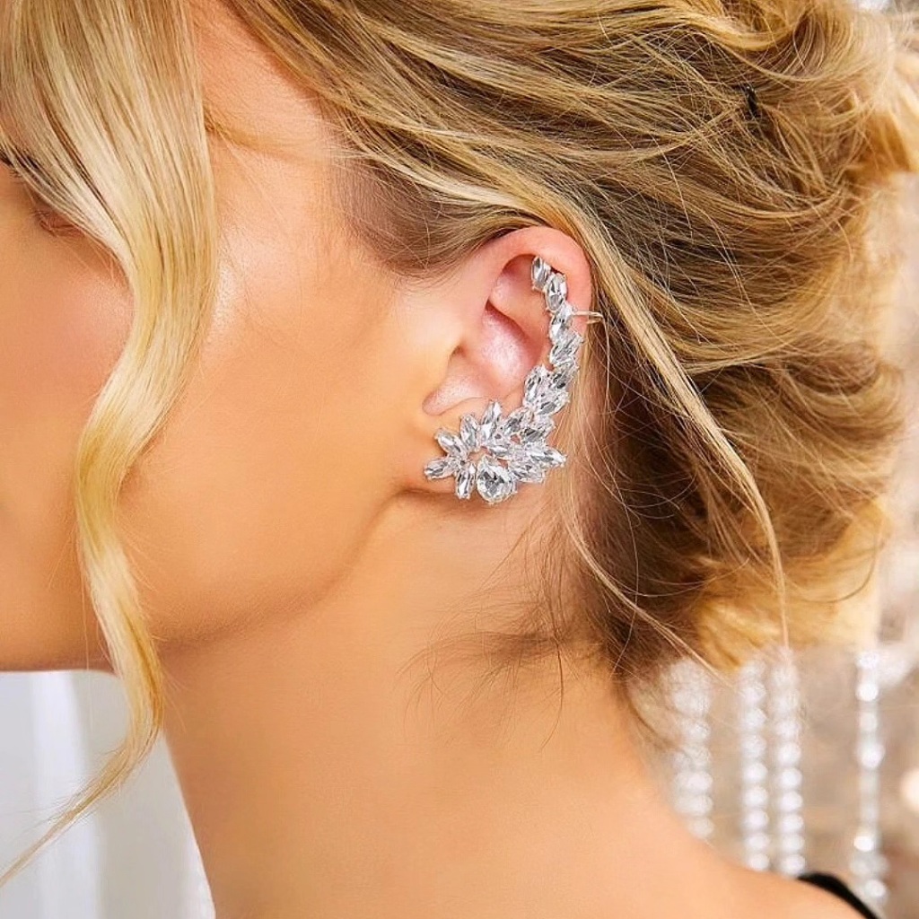 Ear Cuff Pedraria - Prata 925 e Ouro 18k em Oferta na Shopee