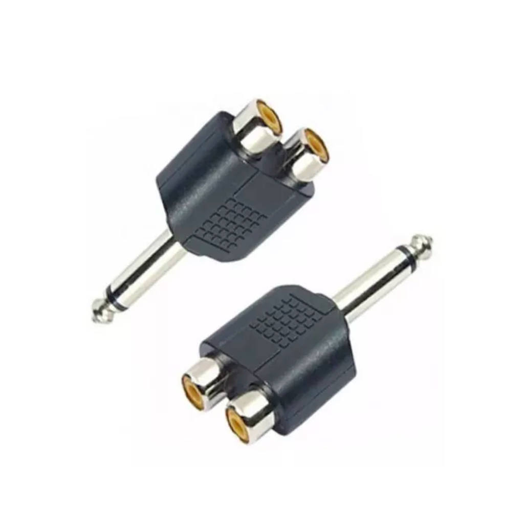 Adaptador P10 Macho Mono Para 2 RCA Fêmea Profissional