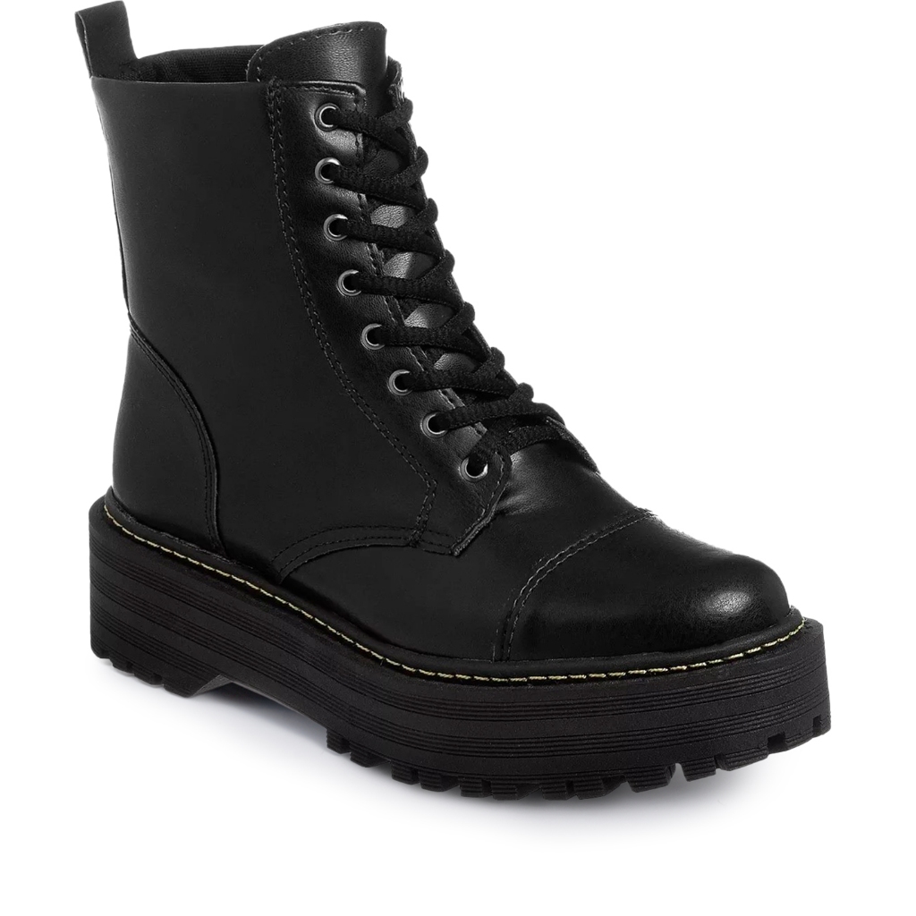 Bota Feminina Lumiss Coturno Tratorado Cano Curto Plataforma Retro Blogueira Confort