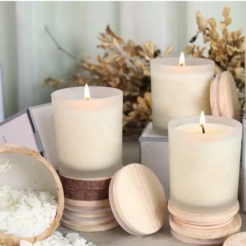 Velas Aromatizadas Cera Vegetal Copo Fosco Com Tampa Madeira