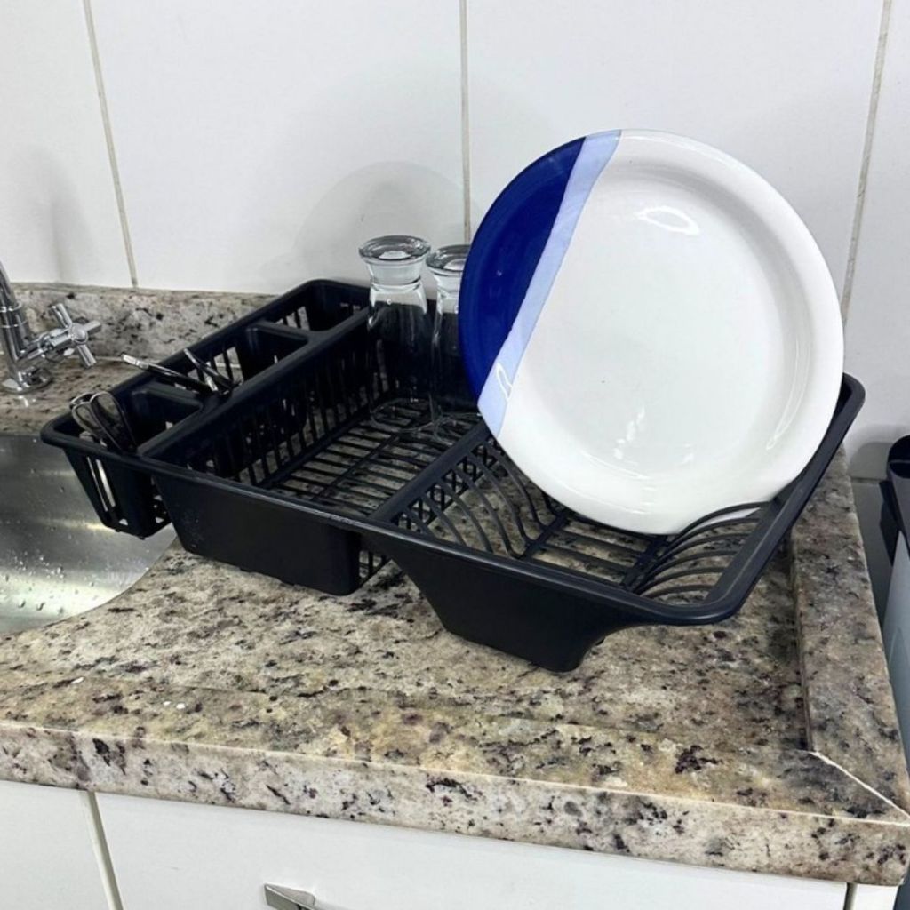 Escorredor De Louça Em Plástico 12 Pratos bandeja suporte porta talher em Oferta na Shopee