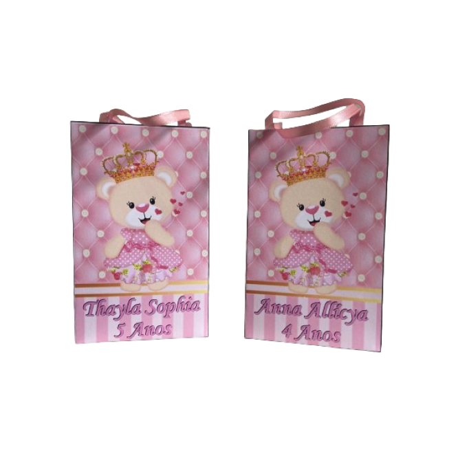 Sacolinha personalizada Ursinha rosa 15 unidades